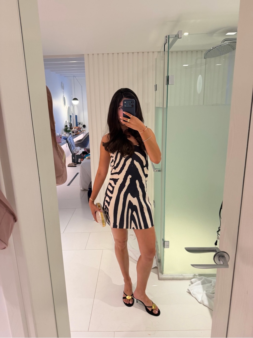 PrettyLittleThing Black & White Zebra Mini Dress